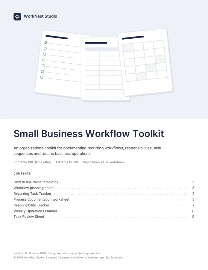 Small Business Workflow Toolkit, page 1