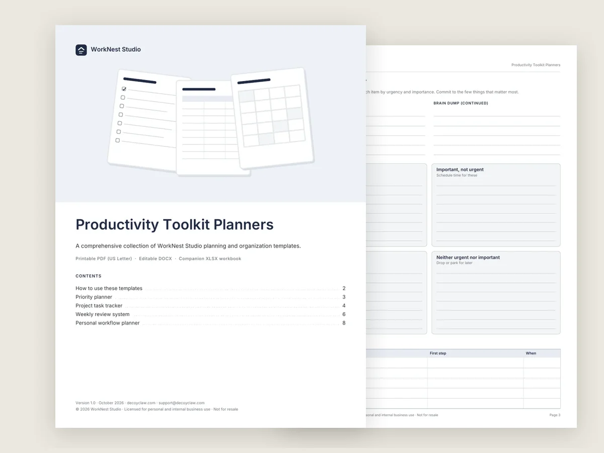 Pages from the Complete Productivity Toolkit