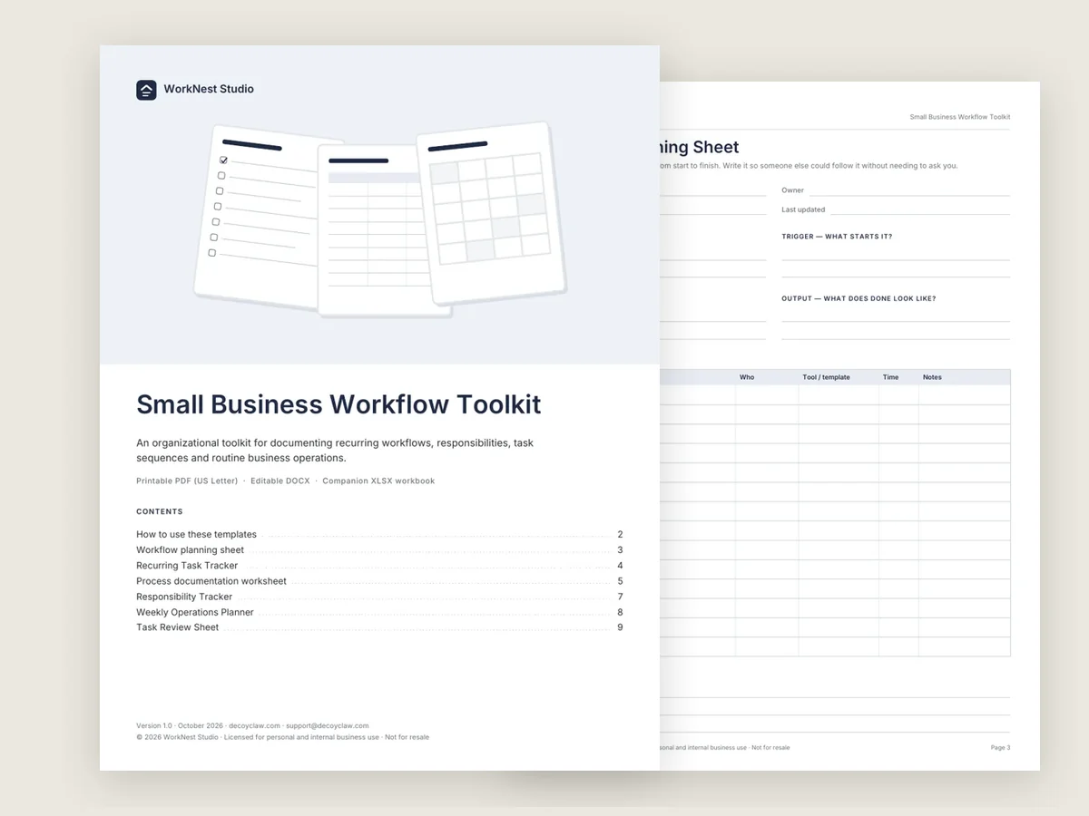 Pages from the Small Business Workflow Toolkit